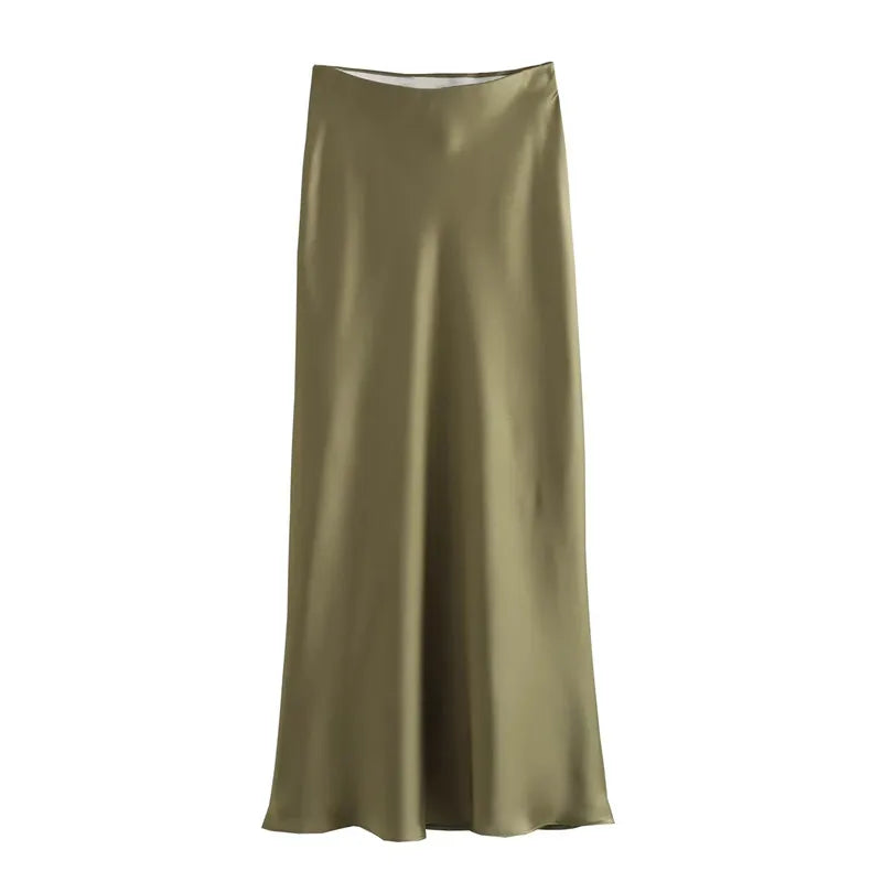 Luxe Black Satin Maxi Skirt