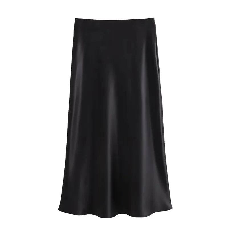 Luxe Black Satin Maxi Skirt