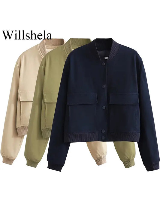 Women's Classic V-Neck Bomber Jacket