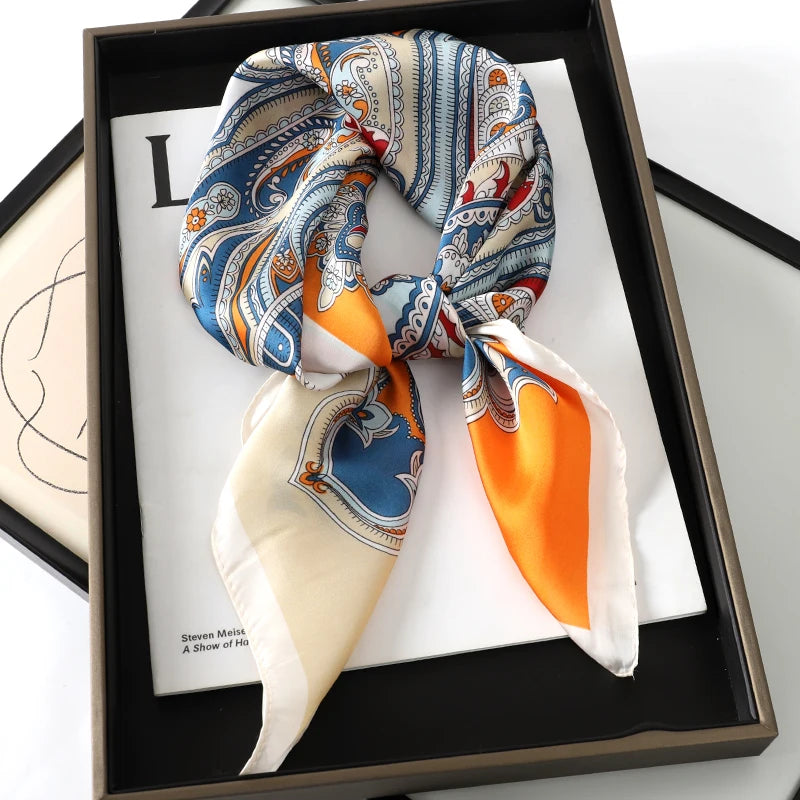 RUNMEIFA Luxury Silk Square Scarf