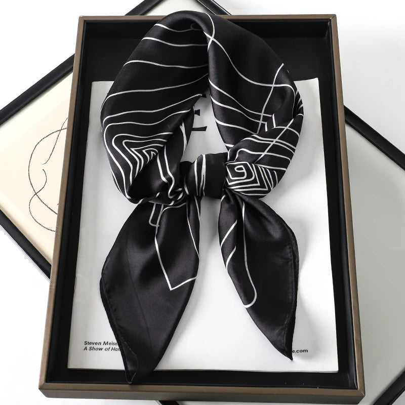 RUNMEIFA Luxury Silk Square Scarf