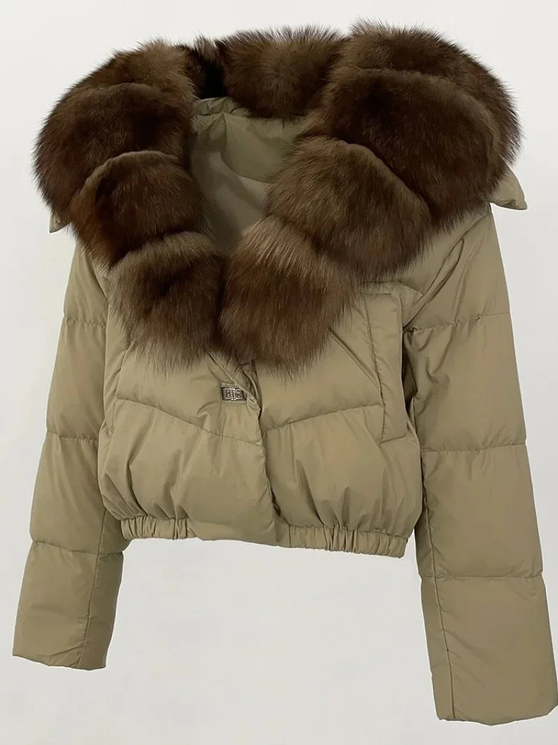 Premium Natural Fox Fur Down Coat