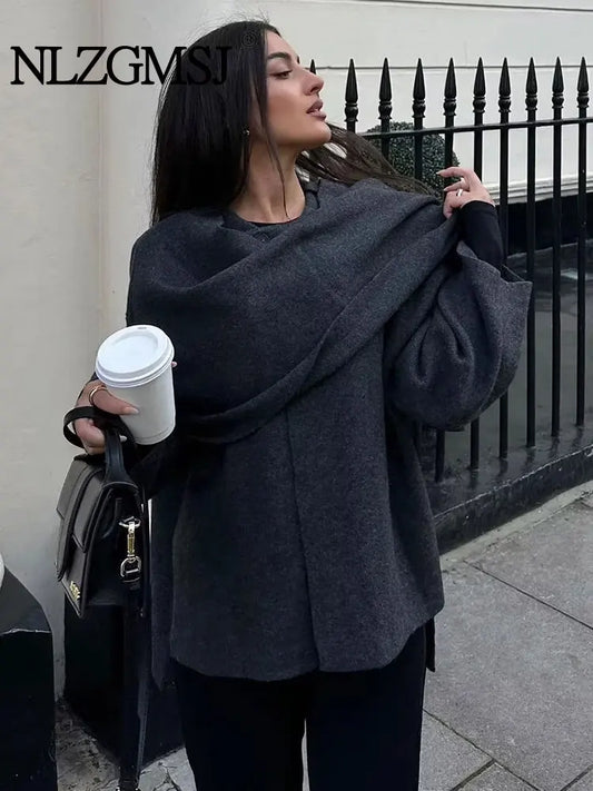 Women's Asymmetric Knit Coat