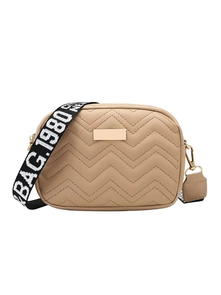 Elegant Wave-Embroidered Crossbody Bag