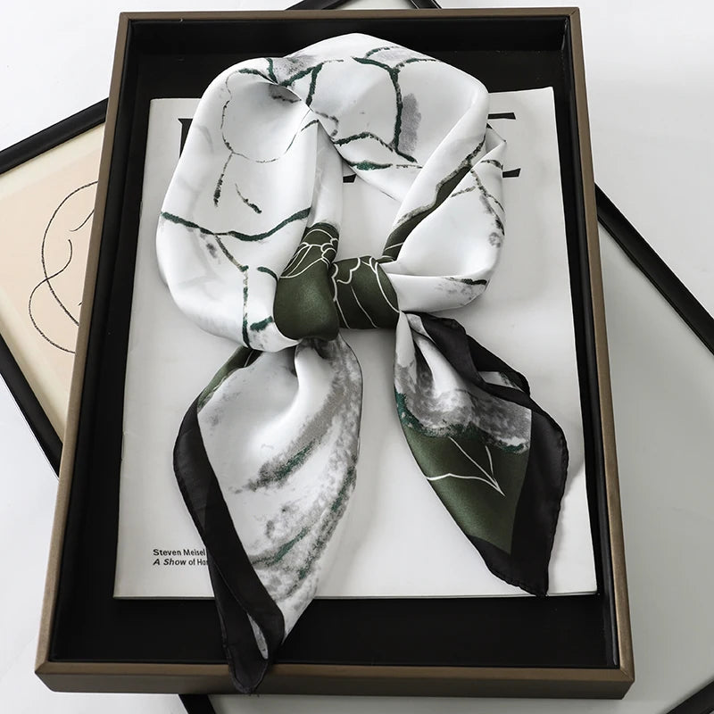 RUNMEIFA Luxury Silk Square Scarf