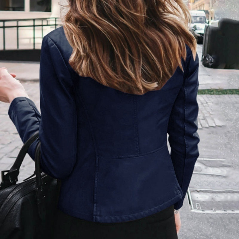 Women's Classic Slim Fit Faux Leather Motorcycle Jacket