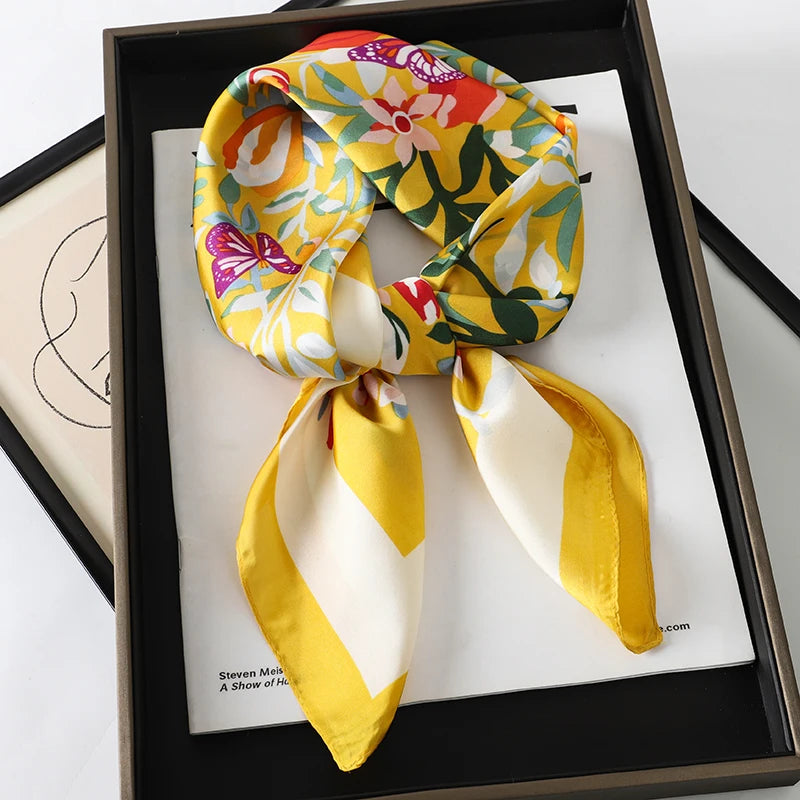 RUNMEIFA Luxury Silk Square Scarf