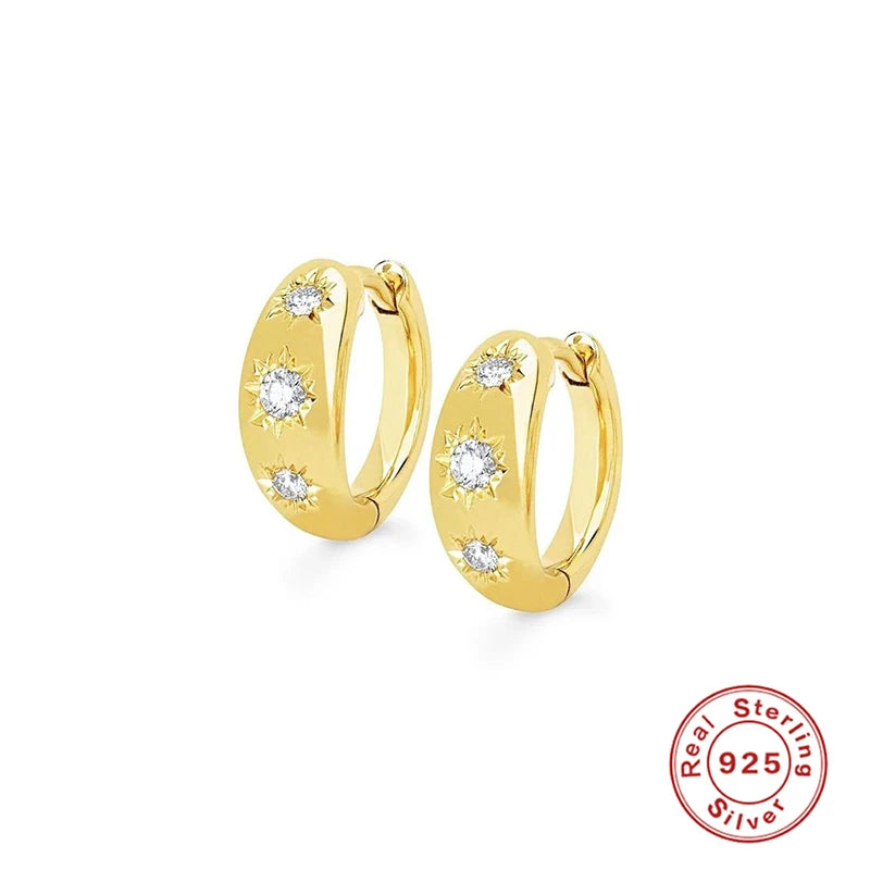 CANNER 925 Sterling Silver Star Anise Hoop Earrings