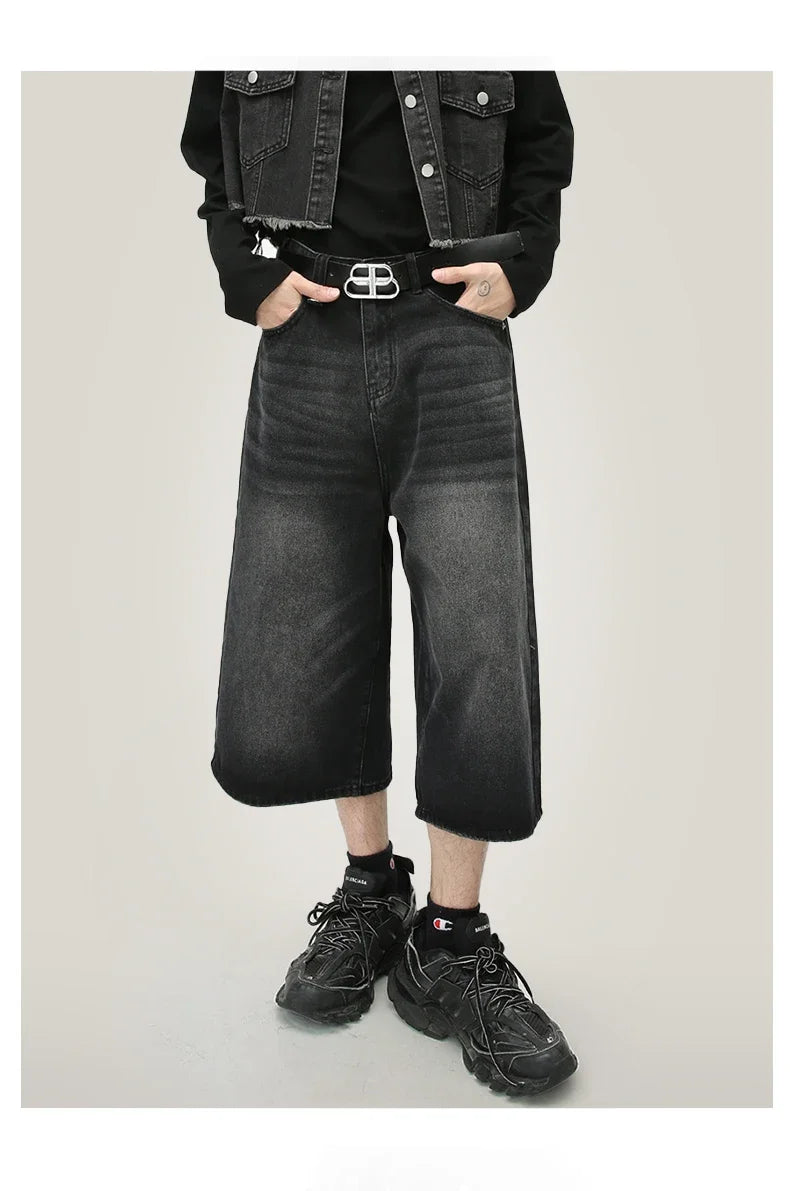 Women's High-Waisted Wide Leg Denim Shorts