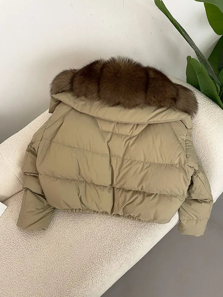 Premium Natural Fox Fur Down Coat