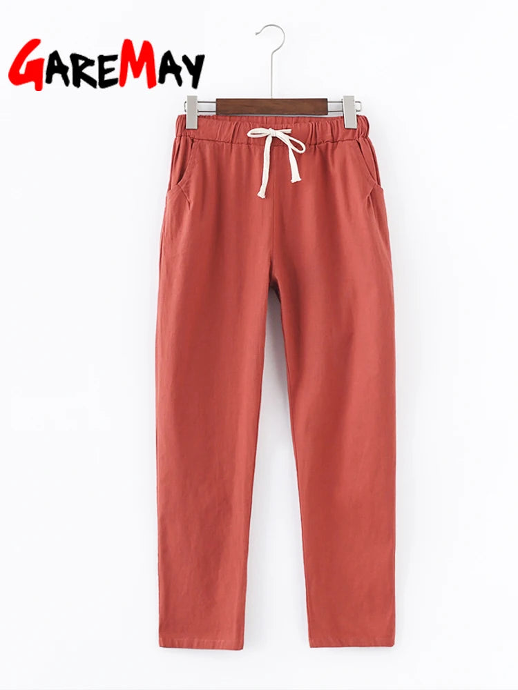 Women's Cotton Linen Ankle Pants