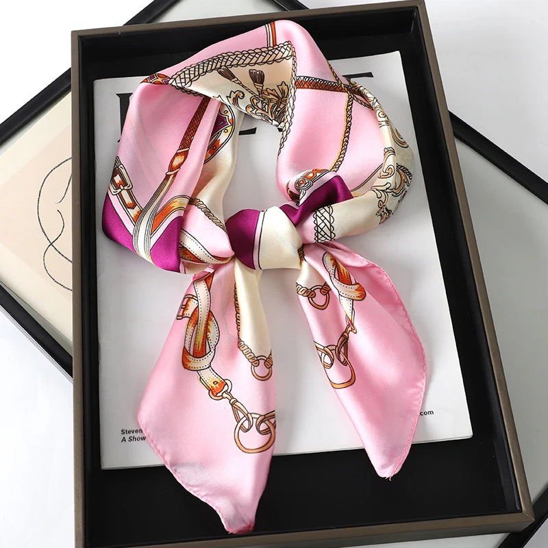 RUNMEIFA Luxury Silk Square Scarf