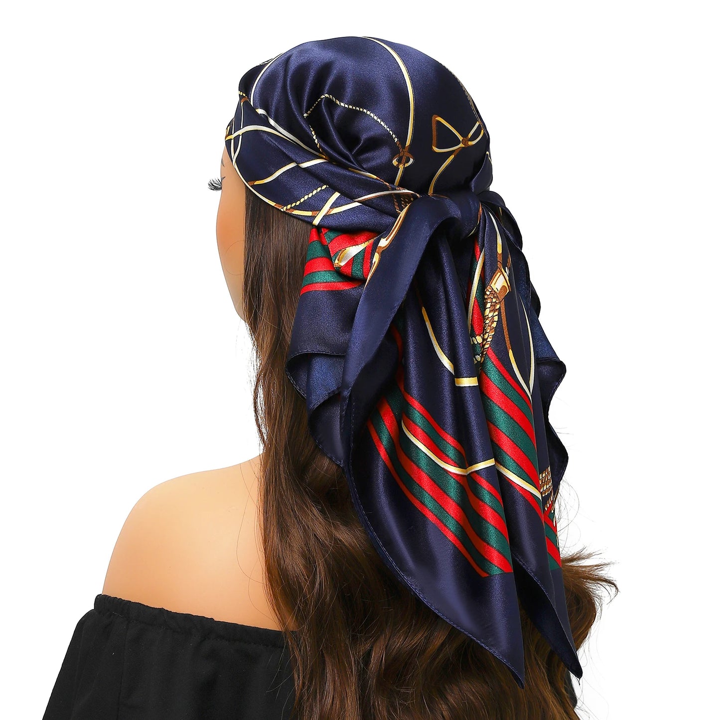 90*90cm Women Scarf Silk Feeling Hair Neck Square Brand Office bandanna muffler Waiter Flight Attendants Handkerchief Rings wrap