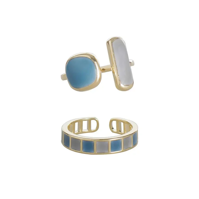 Vintage Gold Open Ring with Colorful Drip Glaze