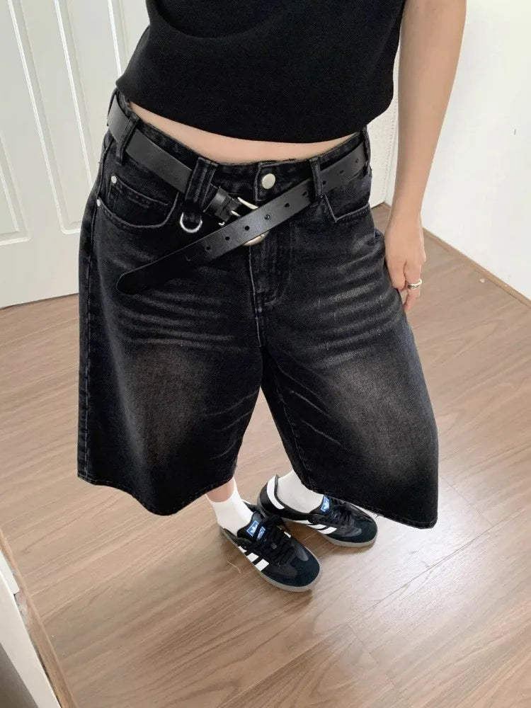 Y2K High-Waisted Black Denim Shorts
