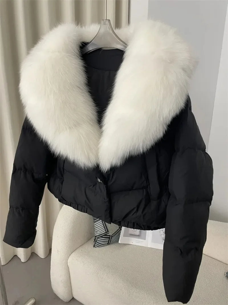 Premium Natural Fox Fur Down Coat