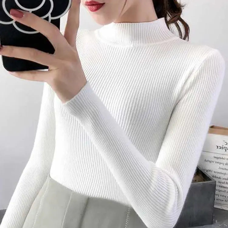 Premium Cotton-Blend Mock Neck Sweater
