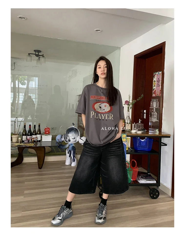 Y2K High-Waisted Black Denim Shorts