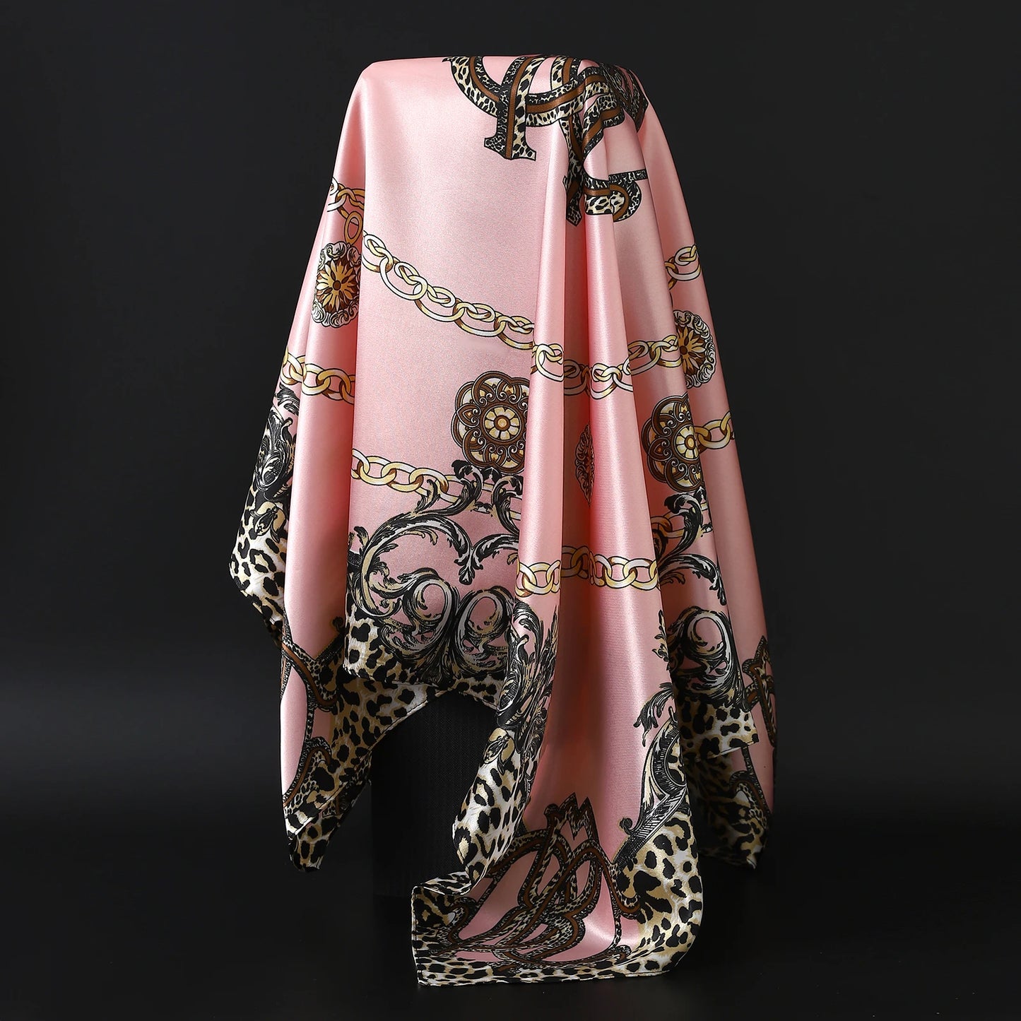 90*90cm Women Scarf Silk Feeling Hair Neck Square Brand Office bandanna muffler Waiter Flight Attendants Handkerchief Rings wrap