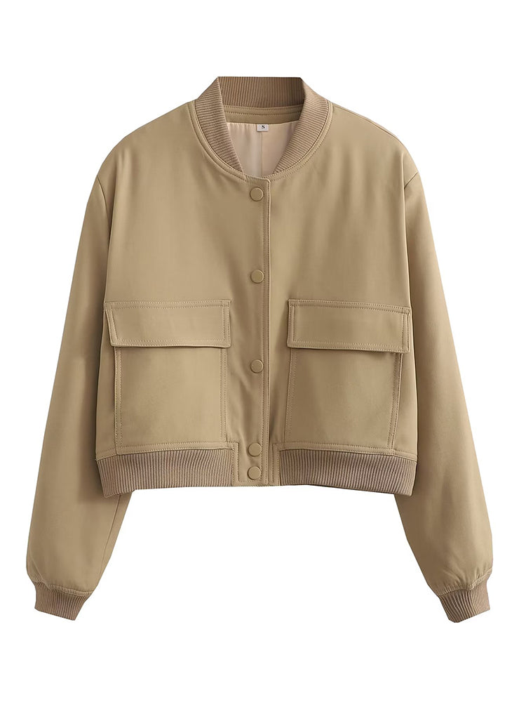 Women's Classic V-Neck Bomber Jacket
