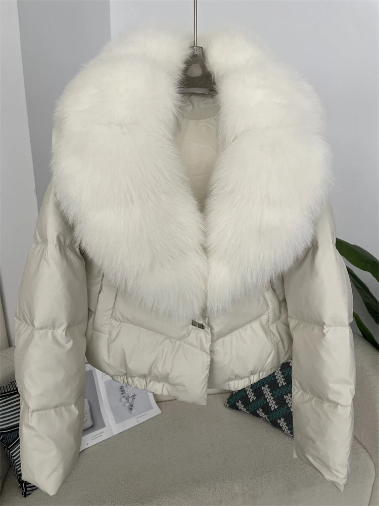 Premium Natural Fox Fur Down Coat