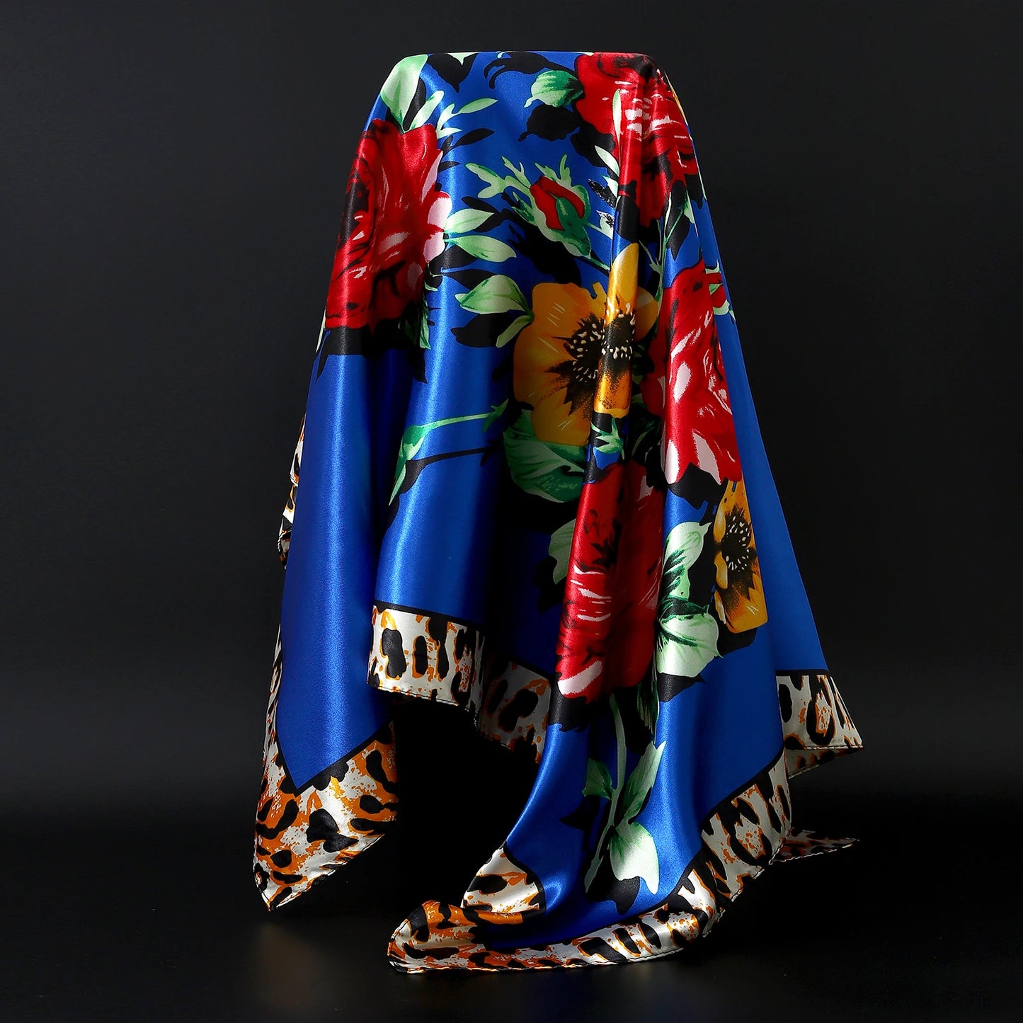 90*90cm Women Scarf Silk Feeling Hair Neck Square Brand Office bandanna muffler Waiter Flight Attendants Handkerchief Rings wrap