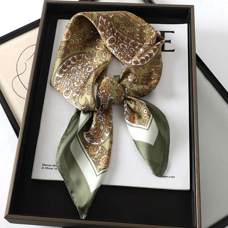 RUNMEIFA Luxury Silk Square Scarf