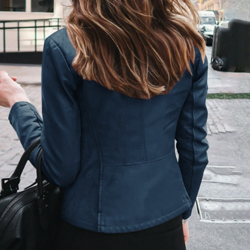 Women's Classic Slim Fit Faux Leather Motorcycle Jacket
