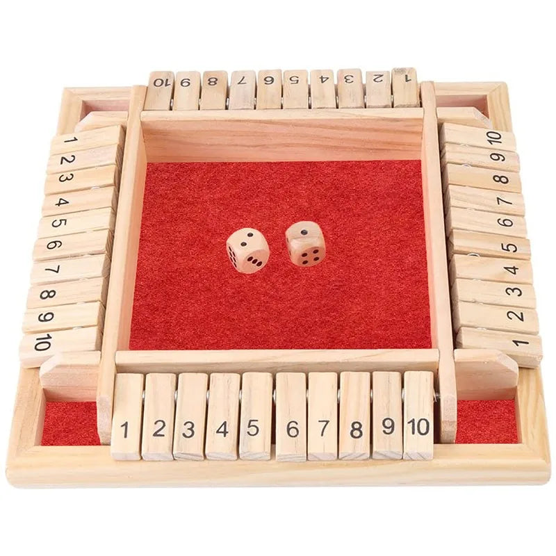 Four-Person Digital Colorful Dice Shut The Box Board Game Deluxe Four Sided Table Game Set For Bar Family Party Entertainment