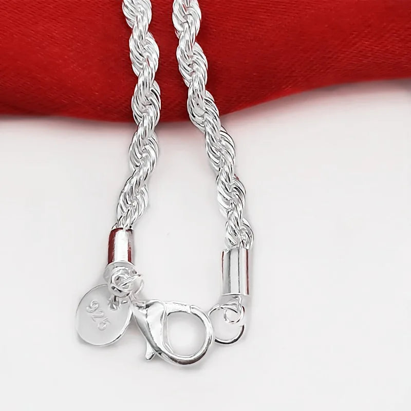 Handcrafted 925 Sterling Silver Twisted Rope Bracelet