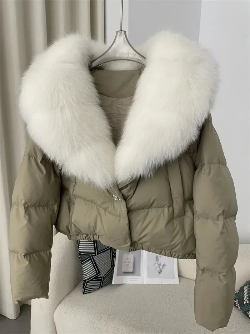 Premium Natural Fox Fur Down Coat