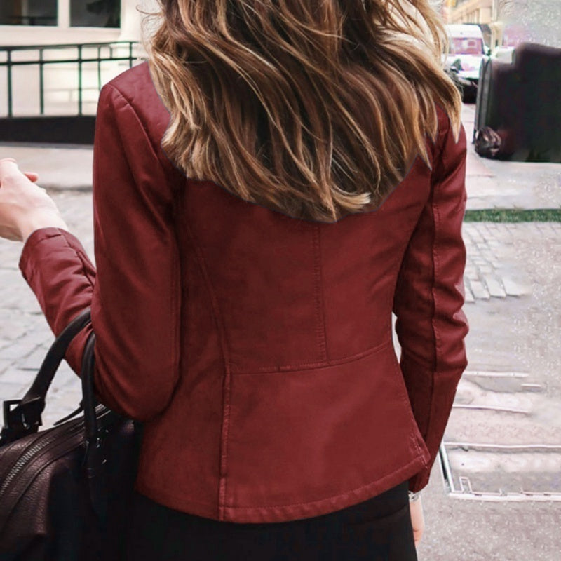 Women's Classic Slim Fit Faux Leather Motorcycle Jacket