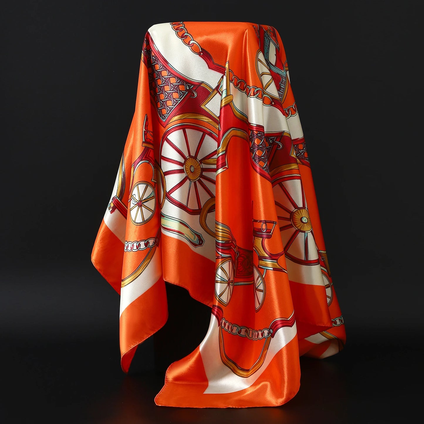 90*90cm Women Scarf Silk Feeling Hair Neck Square Brand Office bandanna muffler Waiter Flight Attendants Handkerchief Rings wrap
