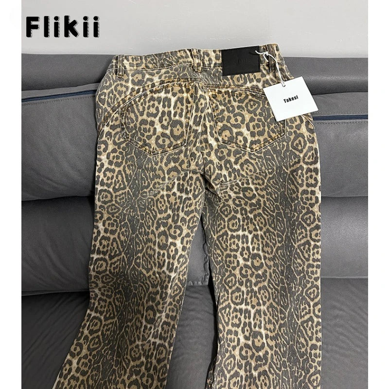 Y2K High-Waisted Leopard Print Big Jeans Pant