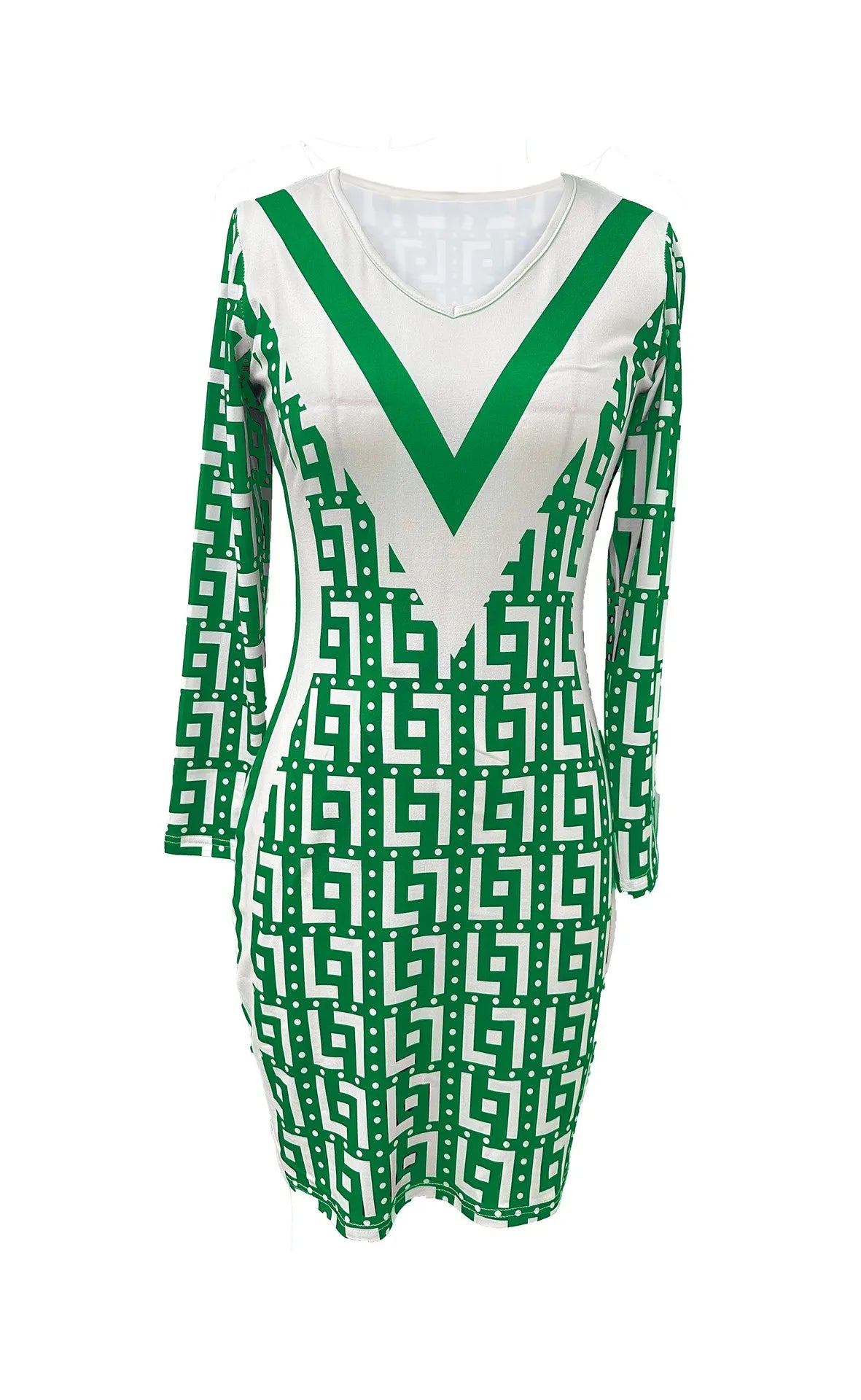 V-Neck Geometric Pattern Summer Wrap Dress