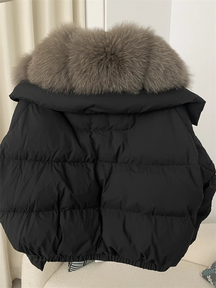 Premium Natural Fox Fur Down Coat
