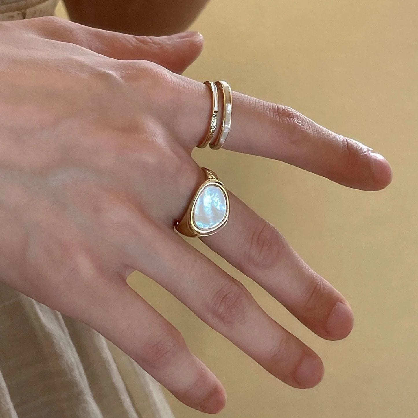 Vintage Gold Open Ring with Colorful Drip Glaze