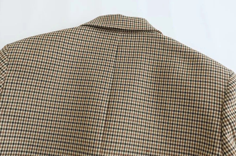 Classic Double Breasted Plaid Blazer