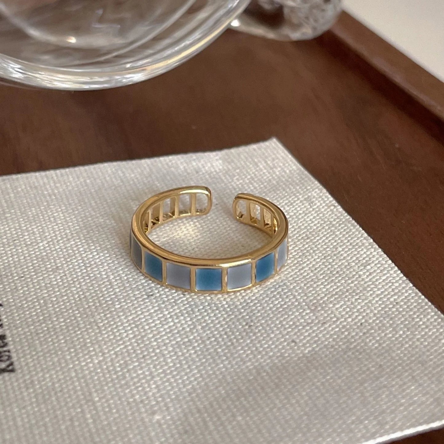 Vintage Gold Open Ring with Colorful Drip Glaze
