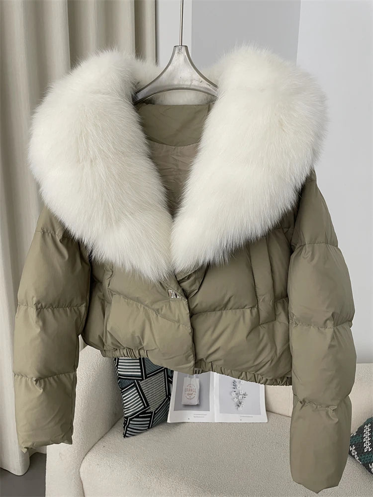 Premium Natural Fox Fur Down Coat