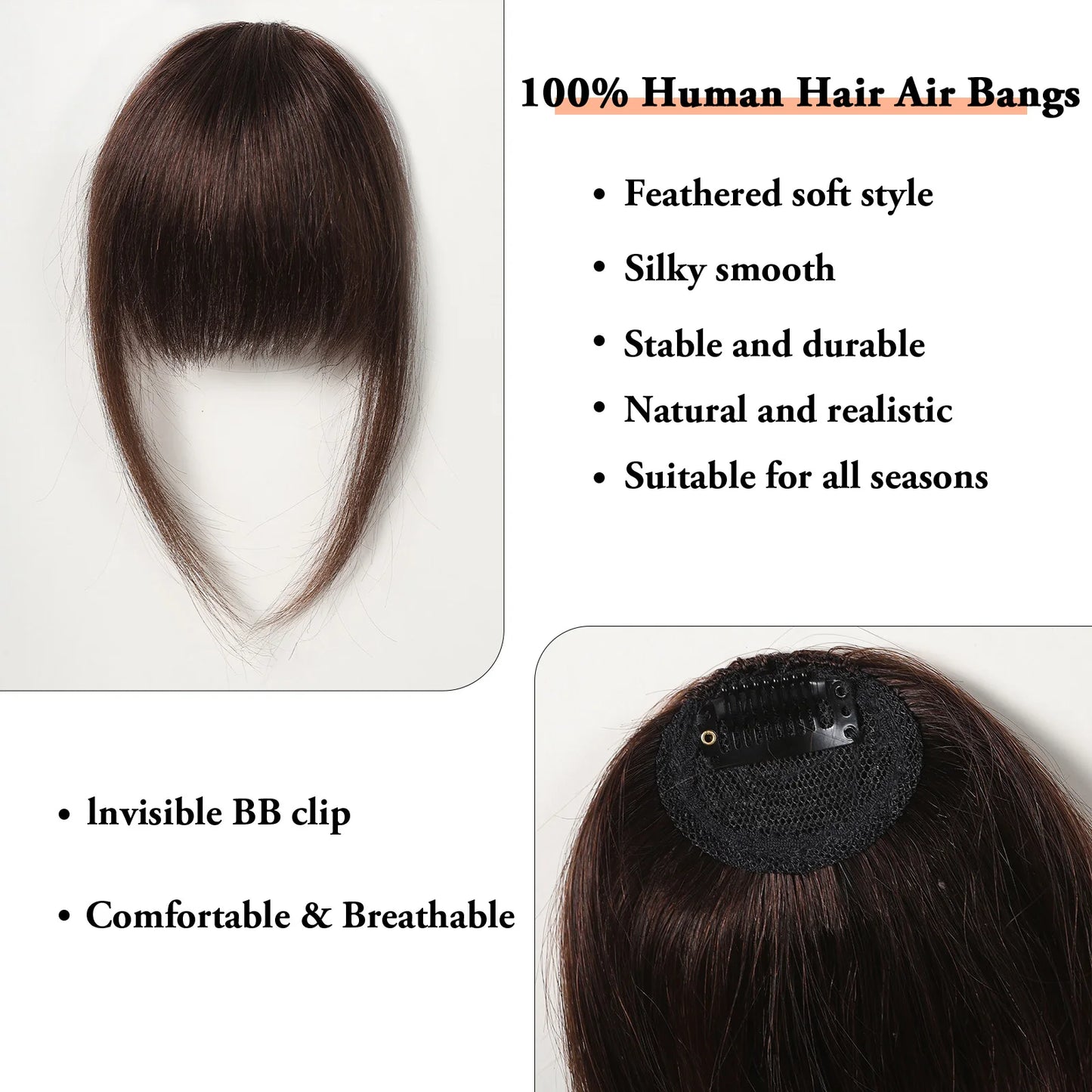 Premium Remy Human Hair Bangs with Temples
