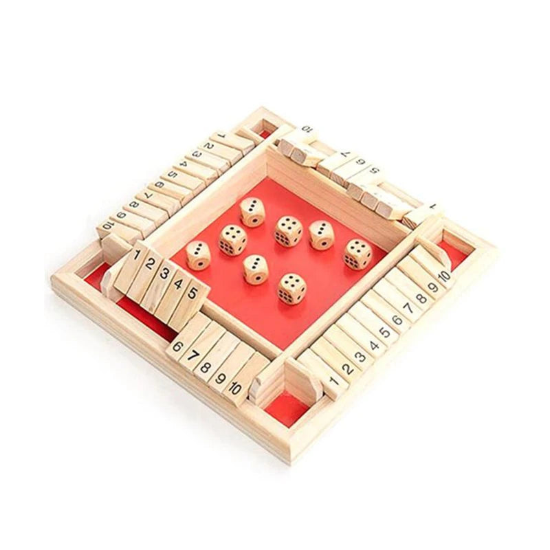 Four-Person Digital Colorful Dice Shut The Box Board Game Deluxe Four Sided Table Game Set For Bar Family Party Entertainment
