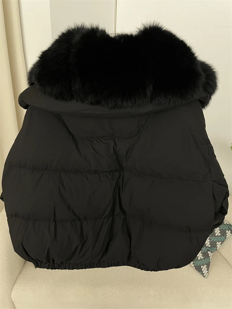 Premium Natural Fox Fur Down Coat