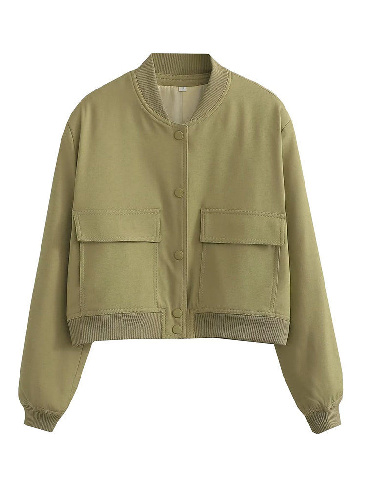 Women's Classic V-Neck Bomber Jacket