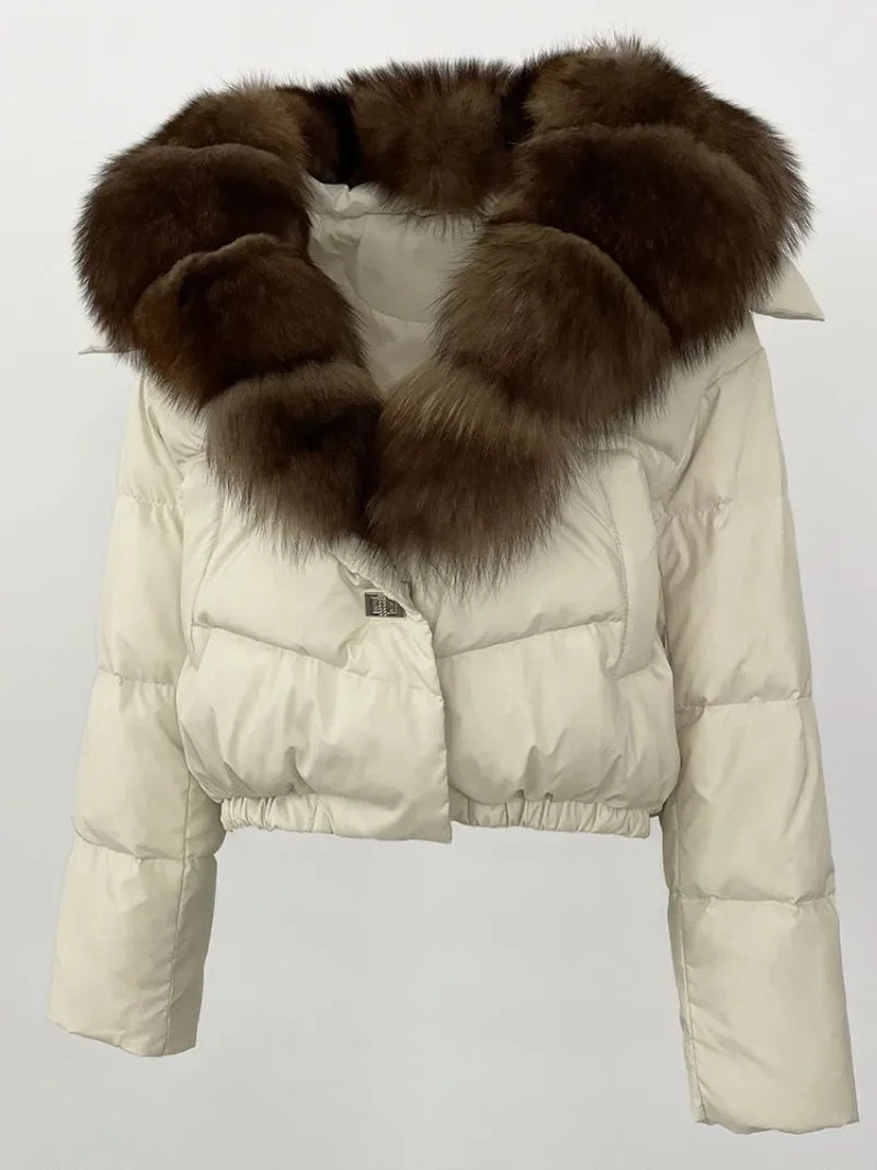 Premium Natural Fox Fur Down Coat