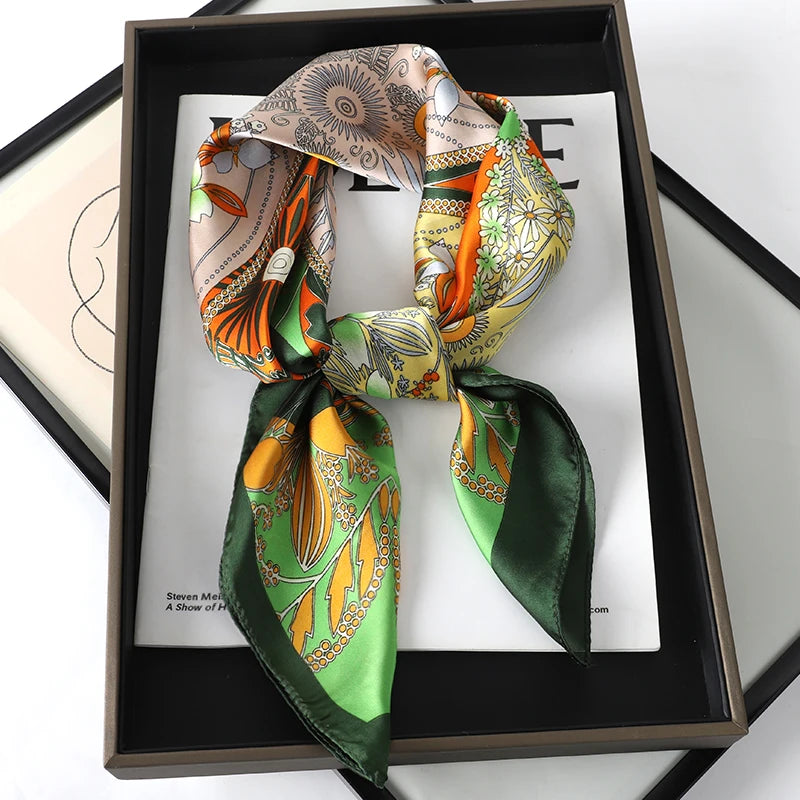 RUNMEIFA Luxury Silk Square Scarf