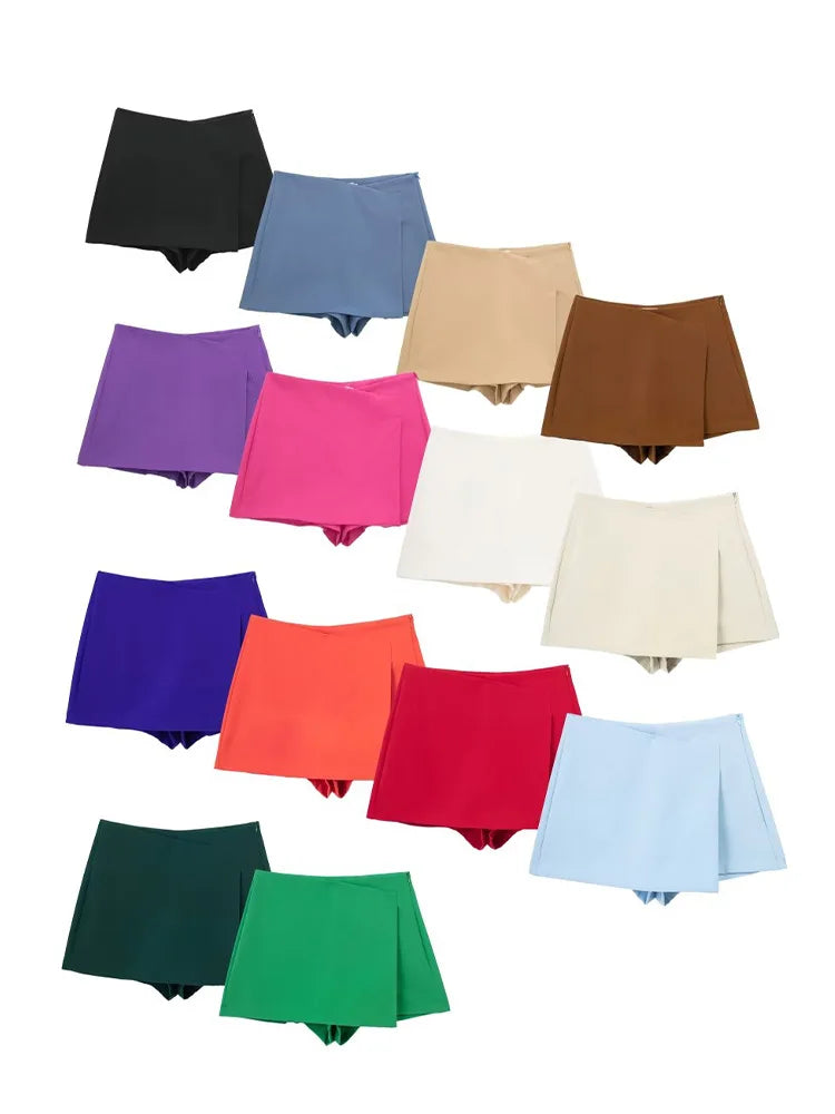 Willshela High-Waisted Asymmetrical Shorts Skort