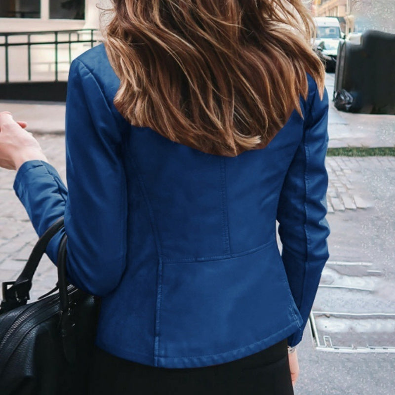 Women's Classic Slim Fit Faux Leather Motorcycle Jacket