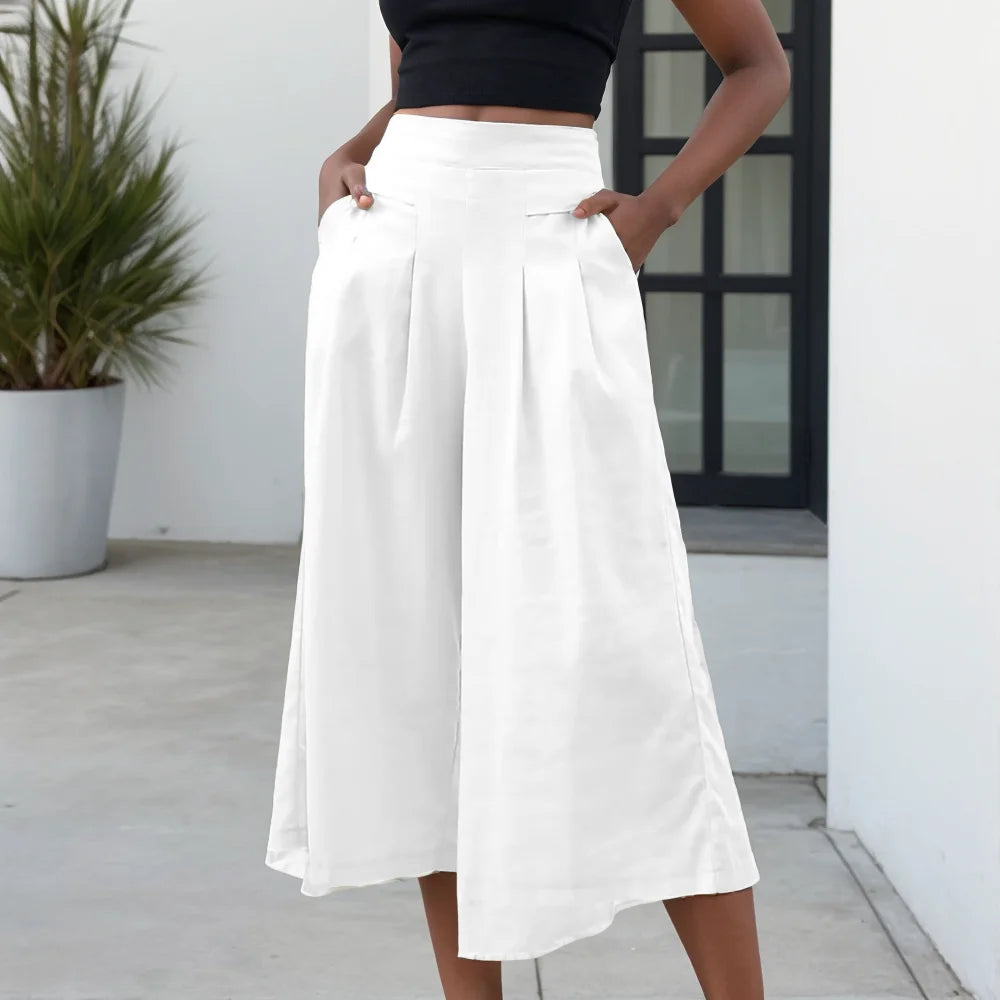 Elegant Loose Elastic Waist Wide-Leg Pants