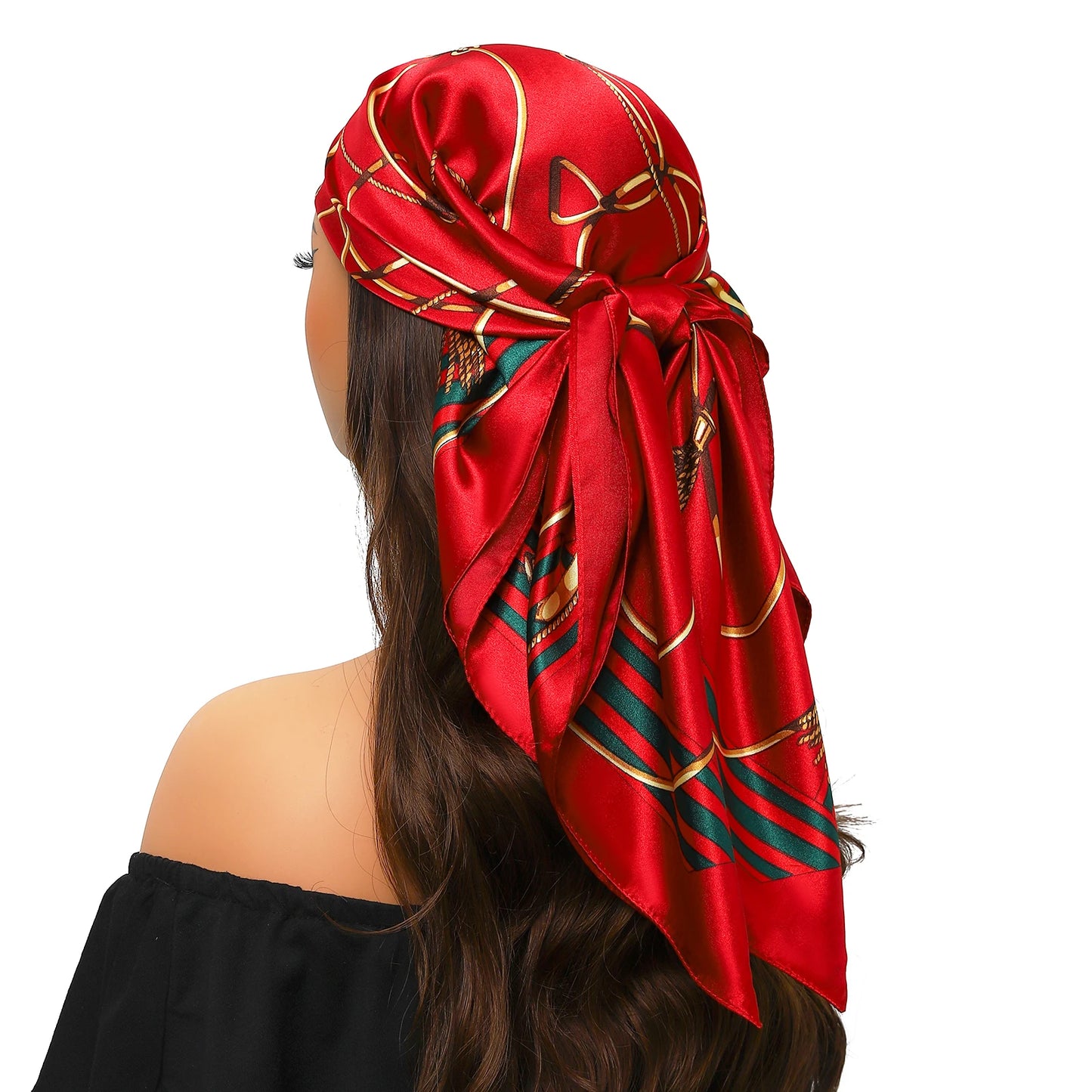 90*90cm Women Scarf Silk Feeling Hair Neck Square Brand Office bandanna muffler Waiter Flight Attendants Handkerchief Rings wrap